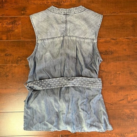 ANTHROPOLOGIE Holding Horses Stitched Chambray Vest Tie Waist Size Small - Picture 6 of 15